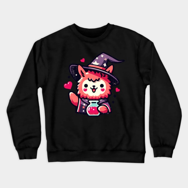 Kawaii llama wizard of love Crewneck Sweatshirt by TomFrontierArt